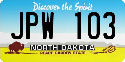 ND license plate JPW103