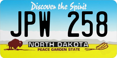 ND license plate JPW258