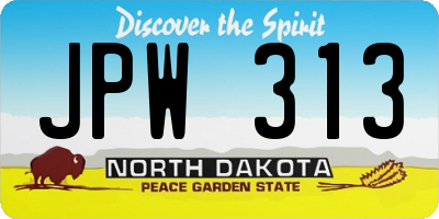 ND license plate JPW313