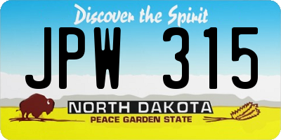 ND license plate JPW315