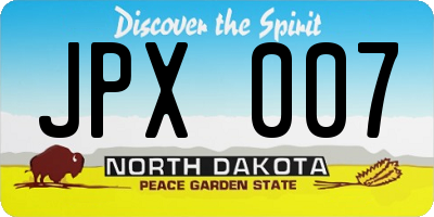 ND license plate JPX007