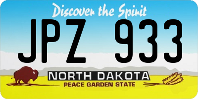 ND license plate JPZ933