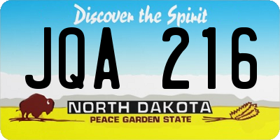ND license plate JQA216