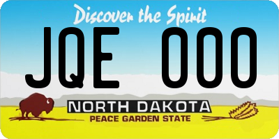 ND license plate JQE000