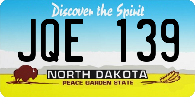 ND license plate JQE139