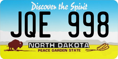 ND license plate JQE998