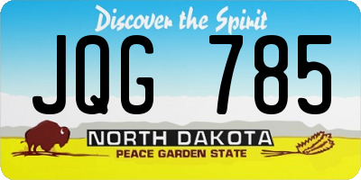 ND license plate JQG785