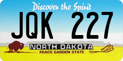 ND license plate JQK227