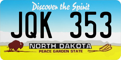 ND license plate JQK353