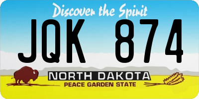 ND license plate JQK874