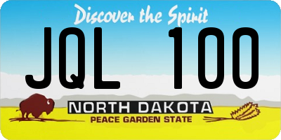 ND license plate JQL100