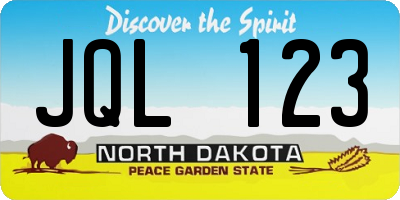 ND license plate JQL123
