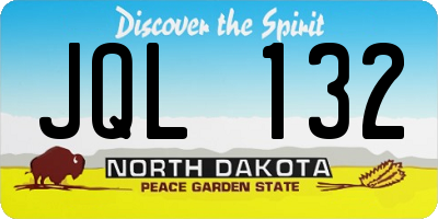 ND license plate JQL132