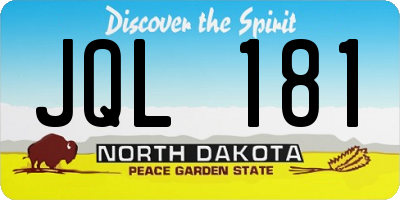 ND license plate JQL181