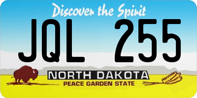 ND license plate JQL255