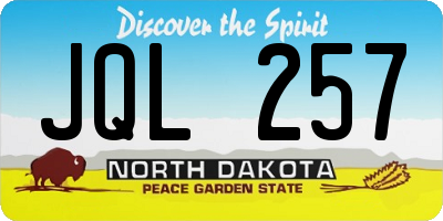 ND license plate JQL257