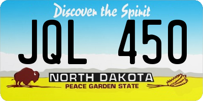 ND license plate JQL450