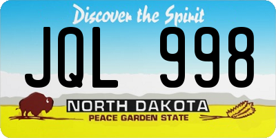 ND license plate JQL998