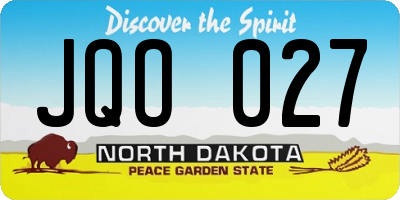ND license plate JQO027
