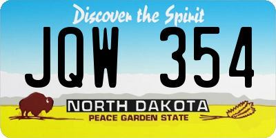 ND license plate JQW354