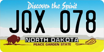 ND license plate JQX078