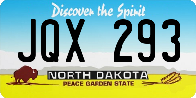 ND license plate JQX293