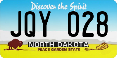ND license plate JQY028
