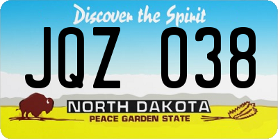 ND license plate JQZ038