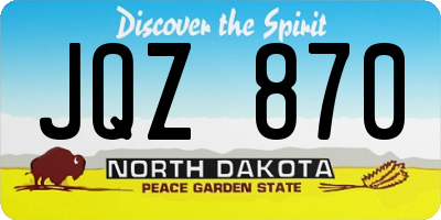 ND license plate JQZ870