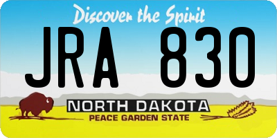 ND license plate JRA830