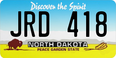 ND license plate JRD418