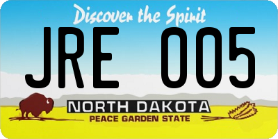 ND license plate JRE005