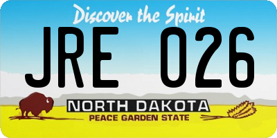 ND license plate JRE026