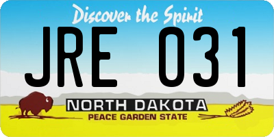 ND license plate JRE031