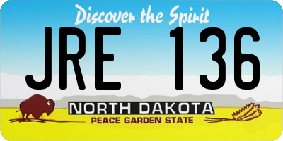 ND license plate JRE136