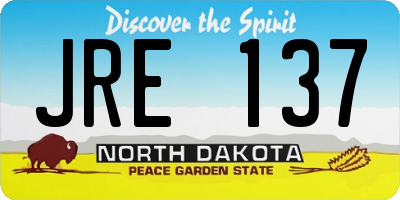 ND license plate JRE137