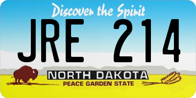 ND license plate JRE214