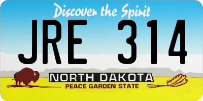 ND license plate JRE314
