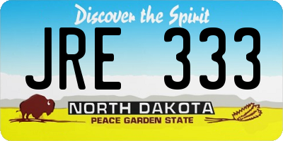ND license plate JRE333