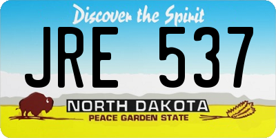 ND license plate JRE537