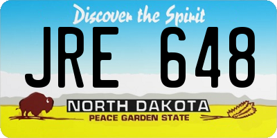 ND license plate JRE648