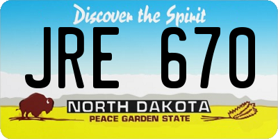 ND license plate JRE670