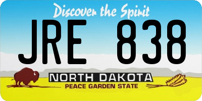 ND license plate JRE838