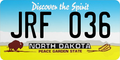 ND license plate JRF036