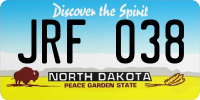 ND license plate JRF038