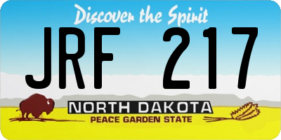ND license plate JRF217