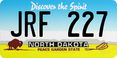 ND license plate JRF227
