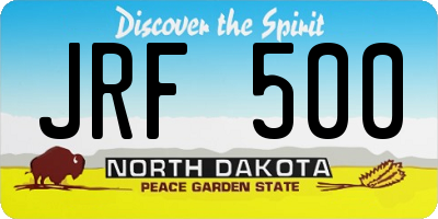 ND license plate JRF500
