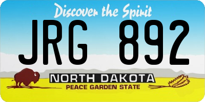 ND license plate JRG892