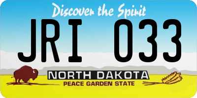 ND license plate JRI033